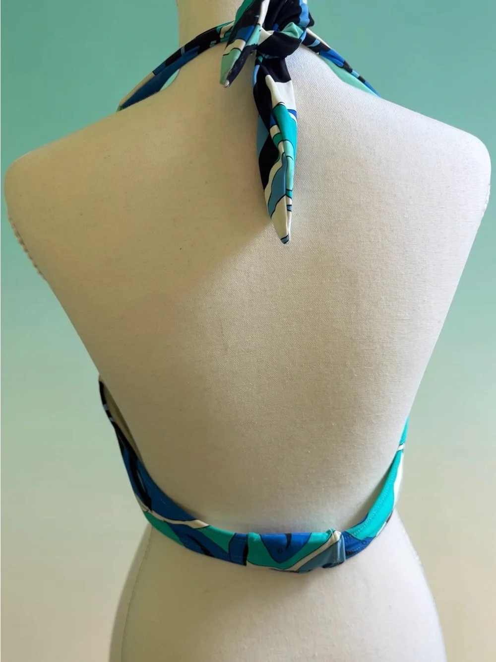 Women’s Halter Bra-Sized Underwire Push-Up Bikini Top 38C-Mosaic Garden